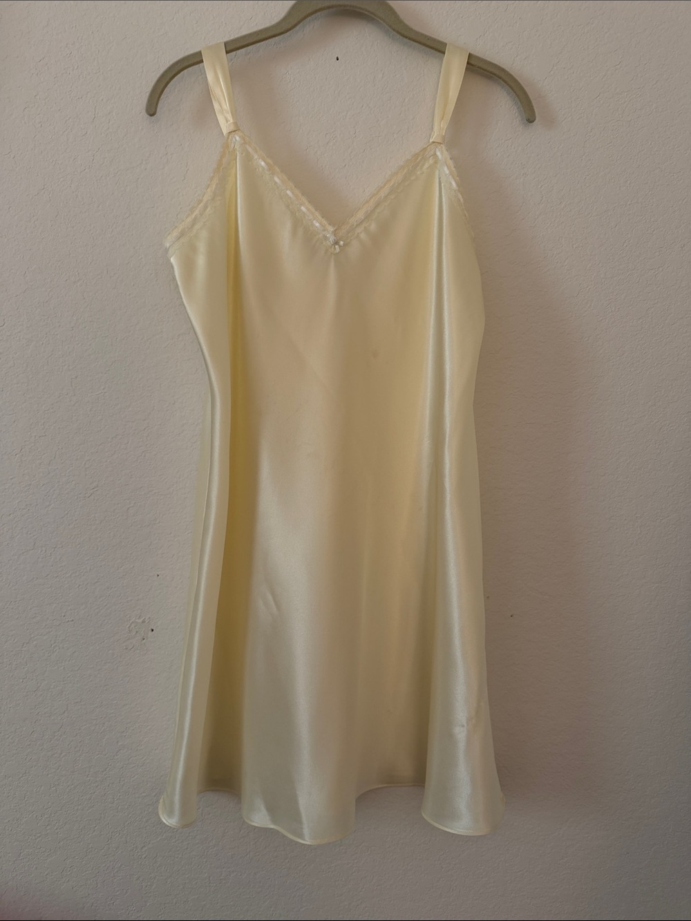 Pale Yellow silk nightgown that also comes with a beautiful robe.